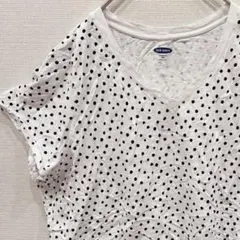 美品✨️【2XL】Tシャツ 半袖 レディース ドット柄 ホワイト 白 シンプル