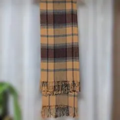 チェック柄マフラー/ ストール フリンジ付き