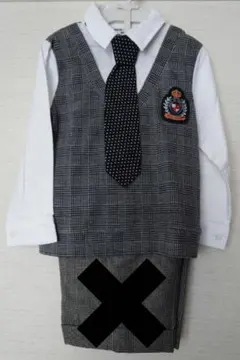 ネクタイつき　レイヤード風　110cm　チェック柄