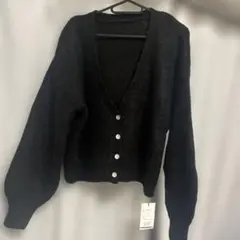 GRL モヘヤタッチシェルボタンニットカーディガン 黒