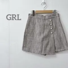 【グレイル GRL】キュロットスカート パールボタン グレー 秋冬 L ガーリー