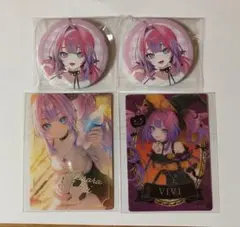 ホロライブ ローソン 綺々羅々ヴィヴィ 缶バッジ フォト風カード 4点セット