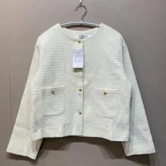 MAISON DE THERESE ノーカラーツイードジャケット