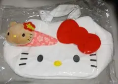 ハローキティ　フェイスふわふわバッグ　日焼けキティのヘアクリップ