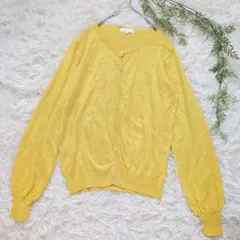 アースミュージックアンドエコロジー ニット カーディガン 長袖 イエロー M