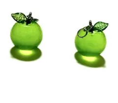 ハンドメイド まんまるりんご 青林檎 グリーンアップル ピアス イヤリング