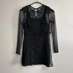 FOREVER 21レース 長袖 チュニック トップス　ブラック　Sサイズのサムネイル