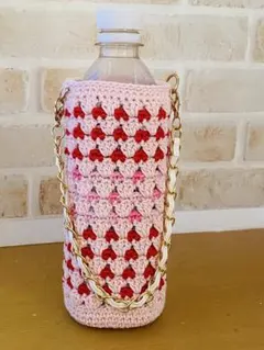 ハンドメイド かぎ針編み ペットボトルケース500mlお洒落な持ち手付き