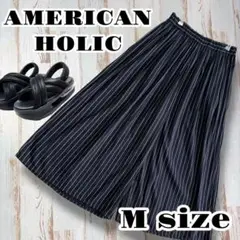 AMERICAN HOLIC ストライプ ネイビーガウチョパンツ Mサイズ