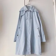 【美品】アクアスキュータムAquascutum スプリングコート水色チェック