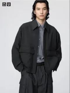 【新品タグ付き/L】UNIQLO U ショートブルゾン ブラック