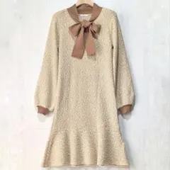 新品タグ付き WILLSELECTION ツイーディーニット 配色ワンピース M