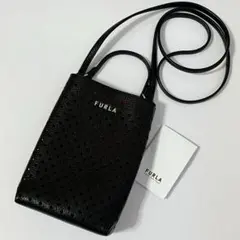 極美品✨フルラ　エッセンシャル　2way ショルダーバッグ　スマホ　レザー　黒色