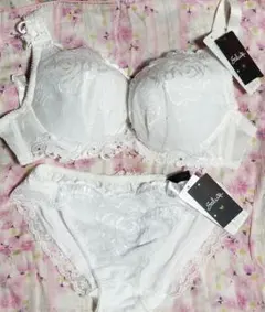 Wacoal Saluteブラジャーショーツ上下セット白ホワイト新品未使用タグ付