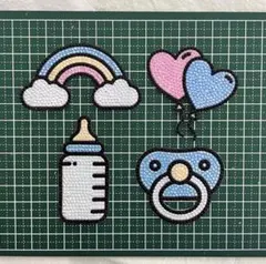 うちわデコ デコパーツ 水色