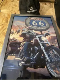 アートフレーム　サンタのバイク　ROUTE66