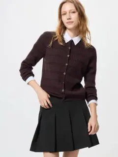 メリノリブクルーネックショートカーディガン