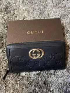 美品＊GUCCI ブラック つや消し シマ 長財布 箱 タグ付 - メルカリ