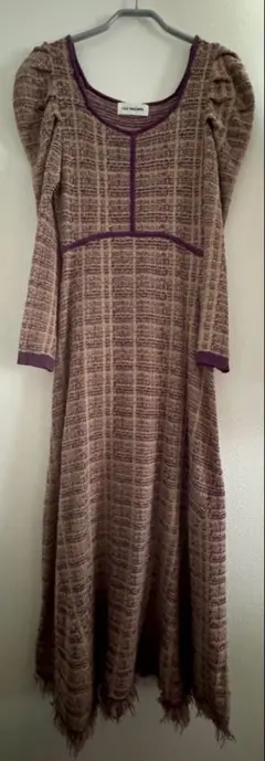 【LILY BROWN】ツイードニットロングワンピース（パープル）