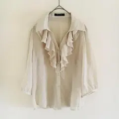 【ketty】【M】シアーシャツ　フリル　ブラウス　キレイめ