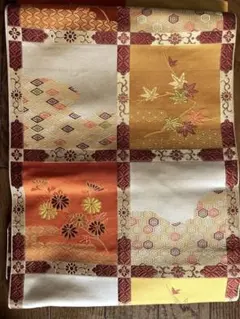 名古屋帯美品✨長さ351㎝ 艶やかな赤に煌めく宝飾紋様が美しくクリスマスにも 名古屋帯美品✨長さ351㎝ 艶やかな赤に煌めく宝飾紋様が美しく