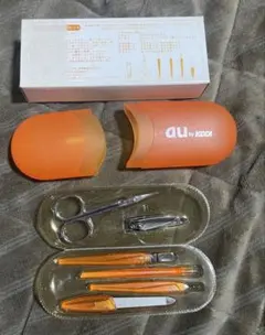 【非売品・未使用】au by KDDI カプセルネイルケアセットオレンジ 携帯用