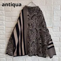 antiqua アンティカ ニット ブラックミックス ペイズリー×ストライプ