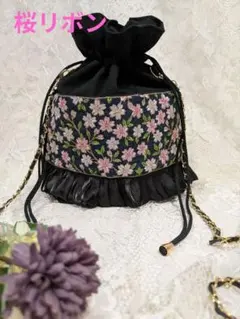 インド刺繍　巾着バッグ　サコッシュ77