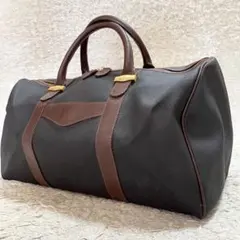 【大容量】ダンヒル　ボストンバッグ　A4可　レザー　ダークグレー　茶　ロゴ金具