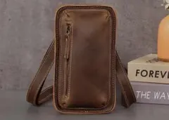 新品 再入荷牛革ヌメ革3wayベルトポーチショルダーボディーバッグダークブラウン