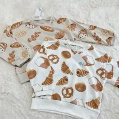 新品　パン柄　キッズ　薄手トレーナー 110cm 2枚セット　総柄