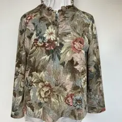 花柄カットソー長袖　秋色　M 美品