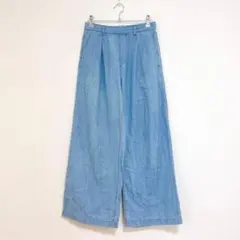 ナノユニバース　ワイドパンツ　デニム　36 ライトブルー系　薄手　ゆったり　春夏