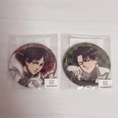 進撃の巨人 まるくじ チェス style 缶バッジ エレン リヴァイ