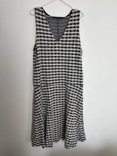 白黒チェック ノースリーブ ワンピース