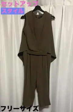 ★★新着★★結婚式　キレイめ　オリーブ色 パンツセットアップ