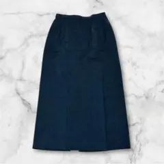 日本製 タイトスカート ポリエステル ネイビー 9号 裏地付