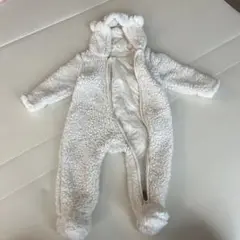 H&M クマ耳フリースロンパース 6-9M ホワイト