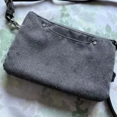 アフタヌーンティー　グレー　コーデュロイ　ショルダーバック　多収納