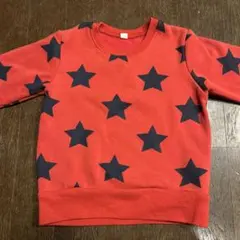 赤 星柄 長袖トレーナー
