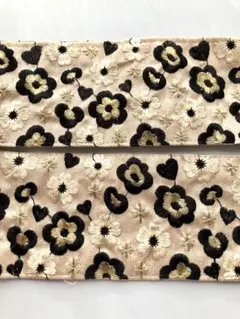 50センチ インド刺繍リボン レオパードフラワー　ピンクベージュ新品未使用