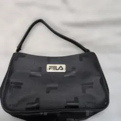 FILA ロゴ総柄 ミニハンドバッグ ポーチ ブラックのサムネイル