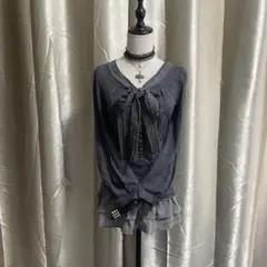 リボンカットソー ウール 切り替え フェアリーコア coquette 日本製