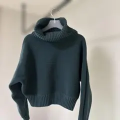 MURUA ダークグリーン タートルネックセーター