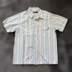 90s 紺タグ　ステューシー 半袖シャツ マルチストライプ柄 ボックス型