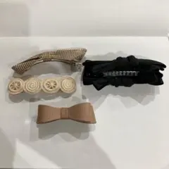 ヘアクリップ 4個セット ベージュ リボン型