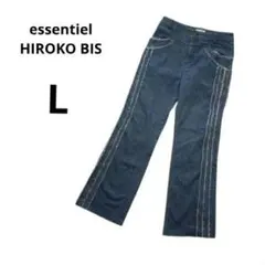 HIROKO BIS ブーツカットデニム サイドフリンジ　濃紺　L　美脚デニムのサムネイル