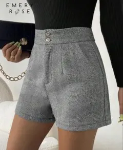 EMERY ROSE ヘリンボーン ハイウエストショートパンツ