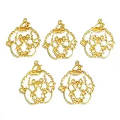 レジン枠、犬、ハロウィン、カボチャ、大きめ、キーホルダーなど、ゴールド