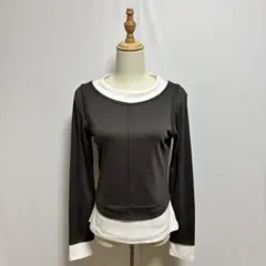 AZUL BY MOUSSYレイヤードトップス（F）グレー×白　カジュアル